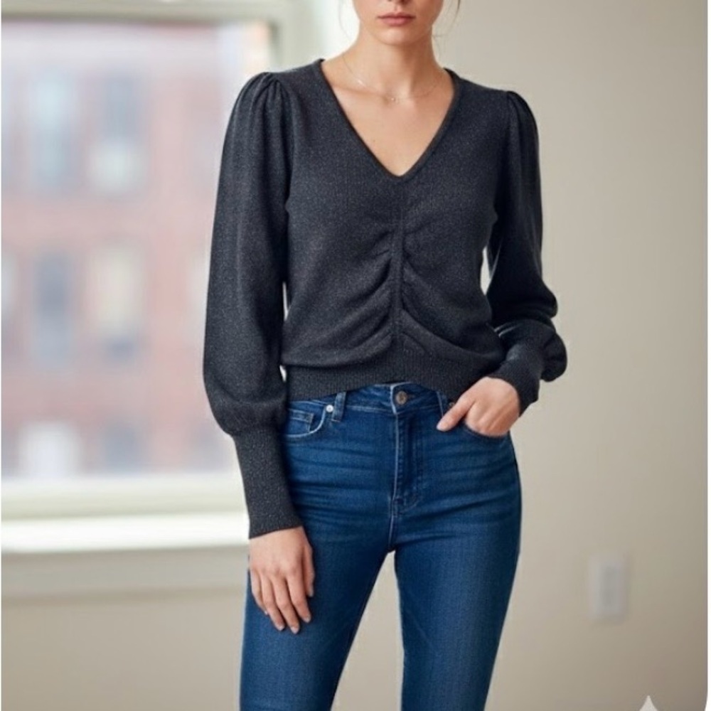 Laundry By Shelli Segal Charcoal Knit Top 47% viscose 30% polyester 23 % nylon